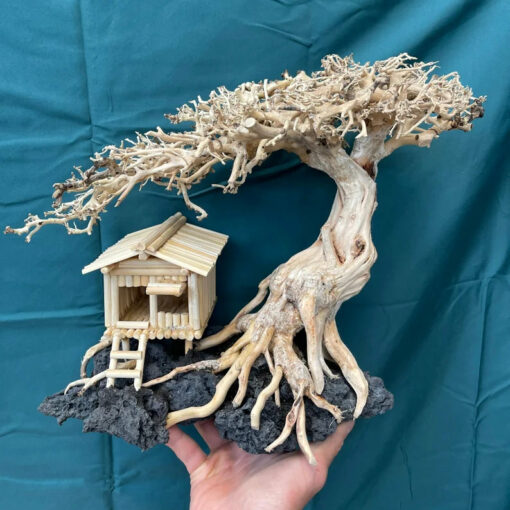 Bonsai driftwood with fish house aquarium fish tank decorations